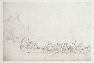 Lucha en barcos entre piratas holandeses o ingleses y berberiscos, c.1675 (tiza) de Willem van de Velde the Younger