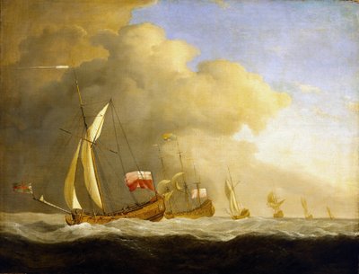 Grupo de yates reales británicos en el mar de Willem van de Velde the Younger