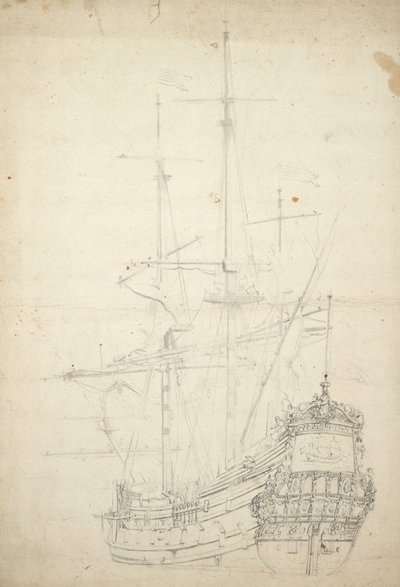 Retrato del "Ijlst", construido en 1653, 30 cañones, mencionado por última vez en 1666, c.1665 (offset) de Willem van de Velde the Younger