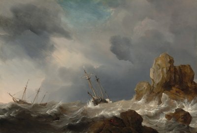Barcos en una tormenta de Willem van de Velde the Younger