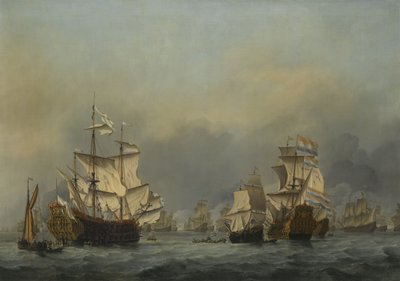 La batalla de los cuatro días de Willem van de Velde the Younger