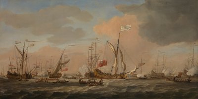 El yate "Mary" llega con la princesa Mary a Gravesend con una brisa fresca de Willem van de Velde the Younger