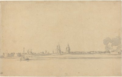 Vista de una ciudad holandesa (¿Delft?) de Willem van de Velde the Younger