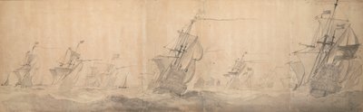Flota holandesa batiendo la costa de las Islas Frisias del Norte 9 [OS] / 19 de octubre de 1658 de Willem van de the Elder Velde