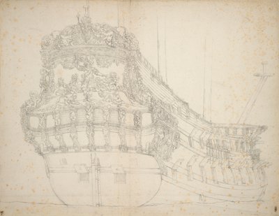 Retrato del "Gideon", barco de 62 cañones construido en 1664 y registrado por última vez en 1689, c.1670 (offset) de Willem van de the Elder Velde