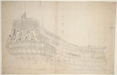 Retrato de la "Hollandia", c.1666 (offset, aguada gris) de Willem van de the Elder Velde