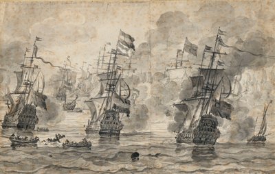 La batalla de Scheveningen, 31 de julio de 1653: el último paso de la batalla de Willem van de the Elder Velde