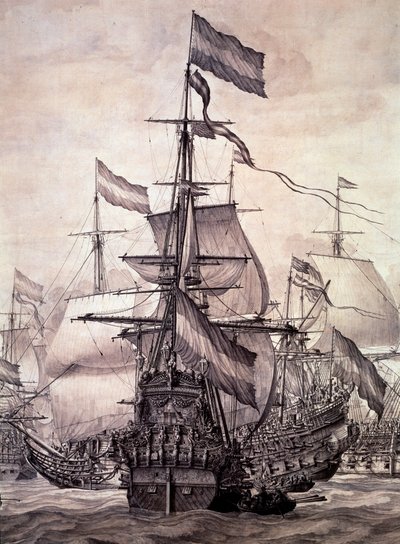 La flota holandesa en 1672 (detalle) de Willem van de the Elder Velde