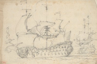 Dos tercios ingleses en marcha, c.1675 (lápiz) de Willem van de the Elder Velde