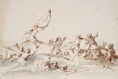 Lucha de barcos, c.1685 (pluma, tinta) de Willem van de Velde the Younger