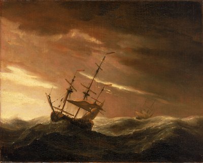 Un barco inglés tumbado en un vendaval, finales del siglo XVII (óleo sobre lienzo) de Willem van de Velde the Younger
