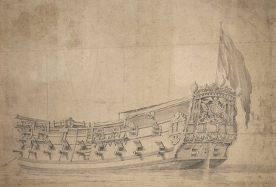 Retrato de la "Providencia", c.1661 (grafito, aguada gris) de Willem van de Velde the Younger