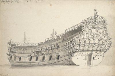 Retrato de la "Provincie van Utrecht". Construido en 1663. Última mención 1696., c.1665 (grafito, aguada gris) de Willem van de Velde the Younger