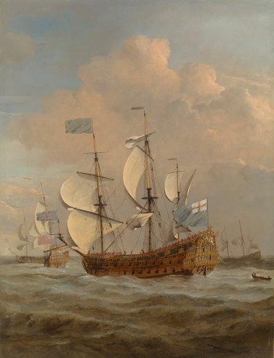 El "San Andrés" en el mar con brisa moderada, c.1673 (óleo sobre lienzo) de Willem van de Velde the Younger