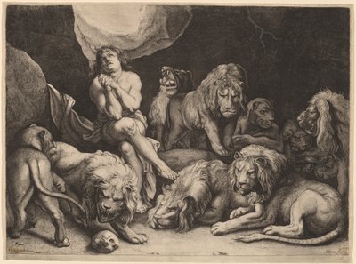 Daniel en el foso de los leones de Willem van der Leeuw after Sir Peter Paul Rubens
