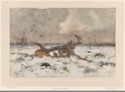 Arado en un campo cubierto de nieve de Willem van der Nat