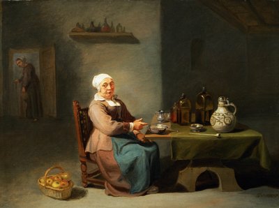 Una mujer en una cocina de Willem van the Elder Herp