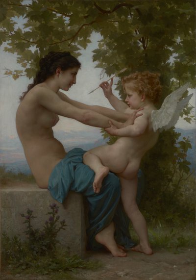 Una Joven Defendiéndose de Eros, c.1880 de William Adolphe Bouguereau