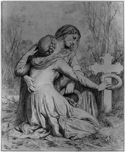 Mujeres de luto arrodilladas ante una tumba de William-Adolphe Bouguereau