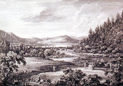 Vista desde Ulswater hacia Pooley Bridge, grabado por Chatelin y Canot de William (after) Bellers