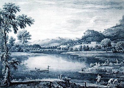 Vista de Winander Meer cerca de Ambleside, grabado por Chatelin y Muller de William (after) Bellers