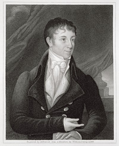 Retrato de Charles Brockden Brown (1771-1810), grabado por John B. Forrest (1814-70) de William (after) Dunlap
