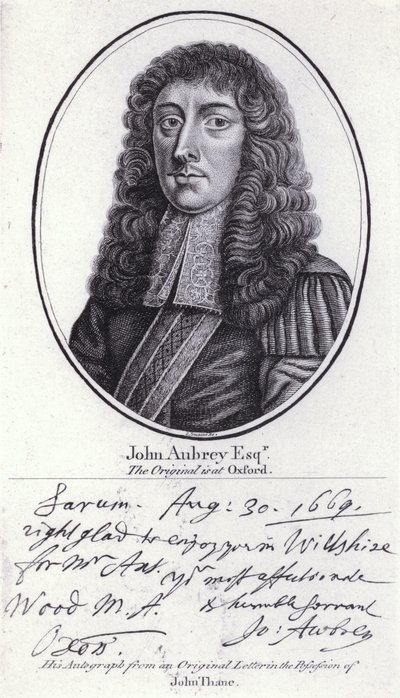 John Aubrey, anticuario inglés, filósofo natural y autor (grabado) de William (after) Faithorne