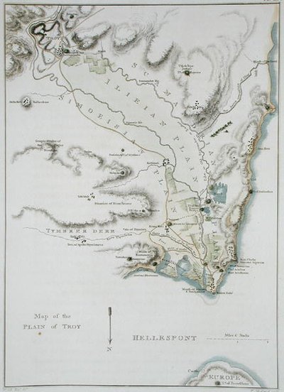 Mapa de la llanura de Troya, de 