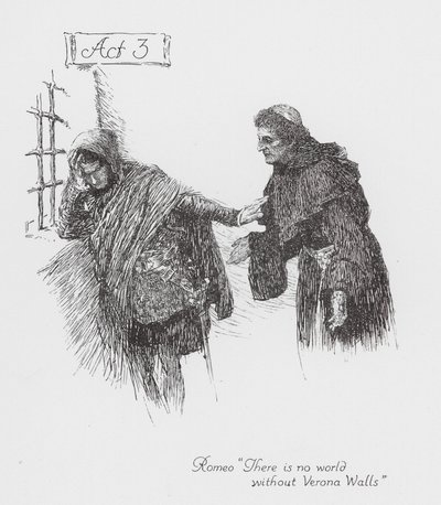 Romeo y Julieta de Shakespeare: Acto 3 (litografía) de William (after) Hatherell