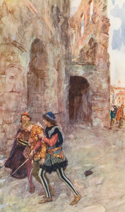 Romeo y Julieta de Shakespeare: Acto III, Escena I (litografía en color) de William (after) Hatherell