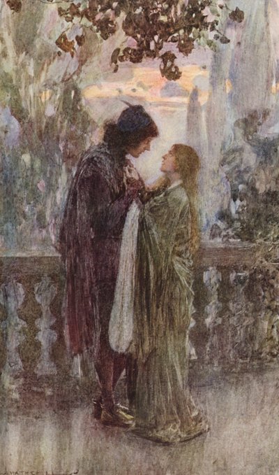 Romeo y Julieta de Shakespeare: Acto III, Escena V (litografía en color) de William (after) Hatherell