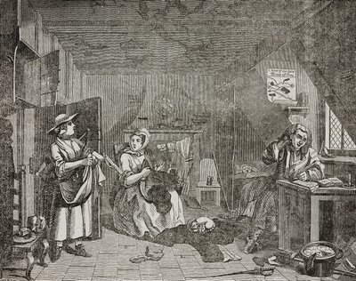 Poeta afligido, según pintura de William Hogarth de William (after) Hogarth