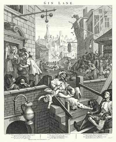 Gin Lane (grabado) de William (after) Hogarth