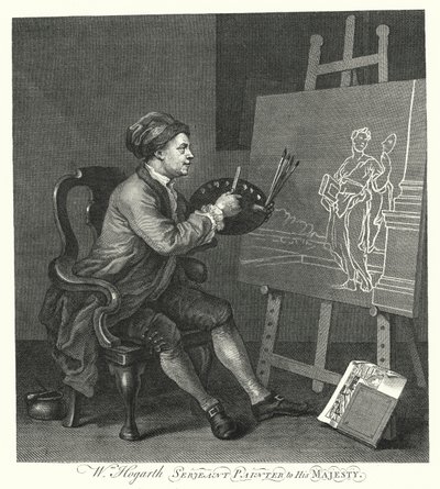 Autorretrato del artista inglés William Hogarth de William (after) Hogarth