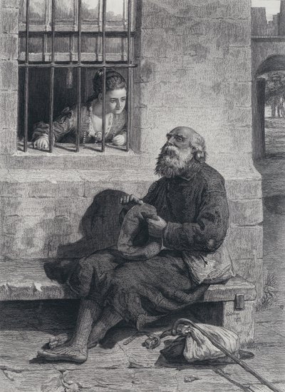 La entrevista entre la señorita Wardour y Edie Ochiltree en la ventana enrejada del salón embaldosado de William (after) McTaggart