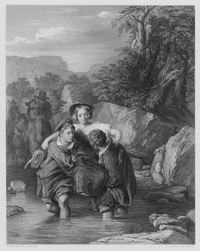 Cruzando el vado, de la imagen en la Galería Vernon de William (after) Mulready