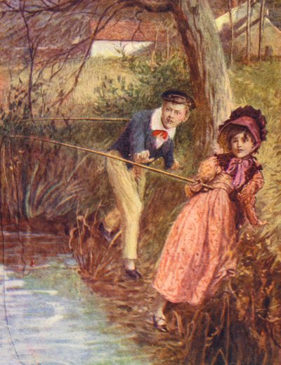 Ilustración de El molino en el hilo dental de George Eliot (litografía en color) de William (after) Rainey