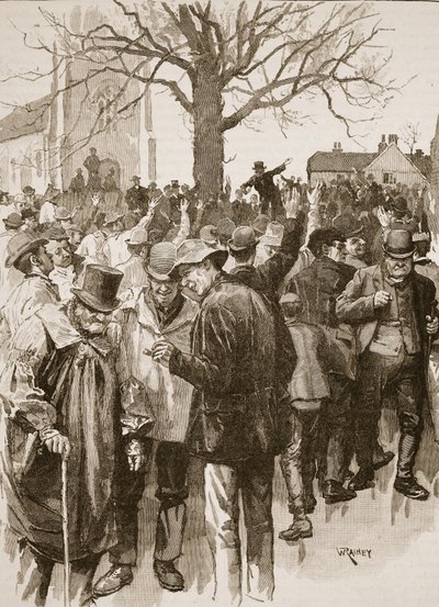 Huelga de los trabajadores agrícolas de Warwickshire: reunión en Whitnash de William (after) Rainey