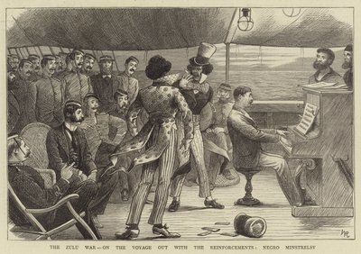 La guerra zulú, en el viaje con los refuerzos, minstrelsy negro de William (after) Ralston
