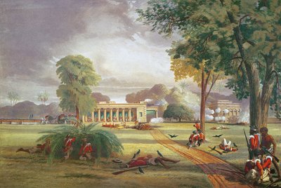 Defensa de la Casa Arrah en 1857 (litografia en color) de William (after) Taylor