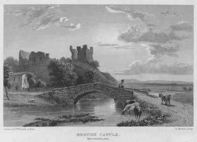 Castillo de Brough, Westmoreland (grabado) de William (after) Westall