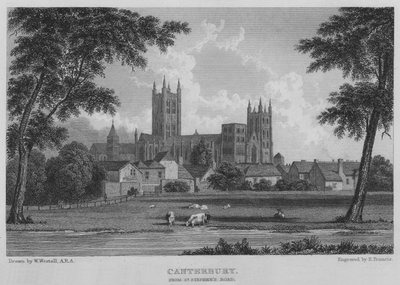 Canterbury, desde la carretera de St Stephen de William (after) Westall