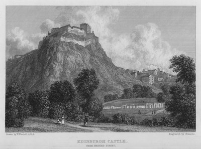 Castillo de Edimburgo, desde Princes Street (grabado) de William (after) Westall
