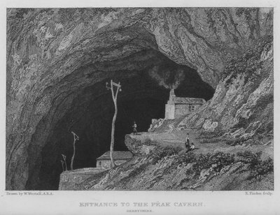 Entrada a la caverna Peak, Derbyshire (grabado) de William (after) Westall