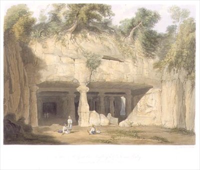 Exterior del Gran Templo de la Cueva de Elephanta, cerca de Bombay, en 1803, de Volumen II de 