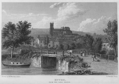 Hythe, desde el Puente del Canal (grabado) de William (after) Westall