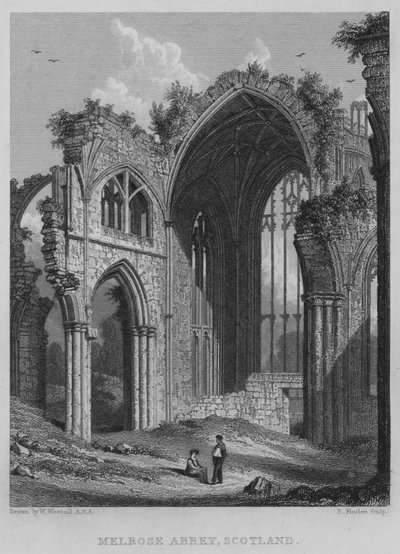 Abadía de Melrose, Escocia (grabado) de William (after) Westall