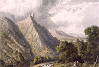 Vista en el Bore Ghaut, grabado por T. Fielding y coloreado por J.B. Hogarth de William (after) Westall