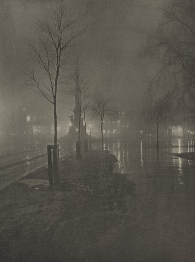 Noche lluviosa, Columbus Circle, Nueva York de William A. Fraser