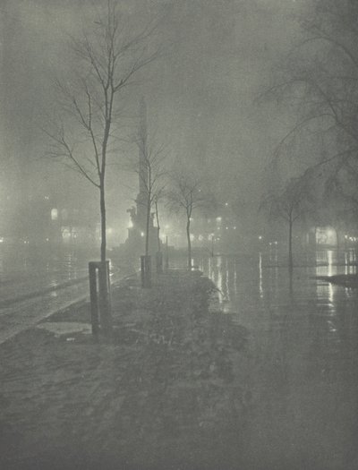 Noche lluviosa, Columbus Circle, Nueva York de William A. Fraser